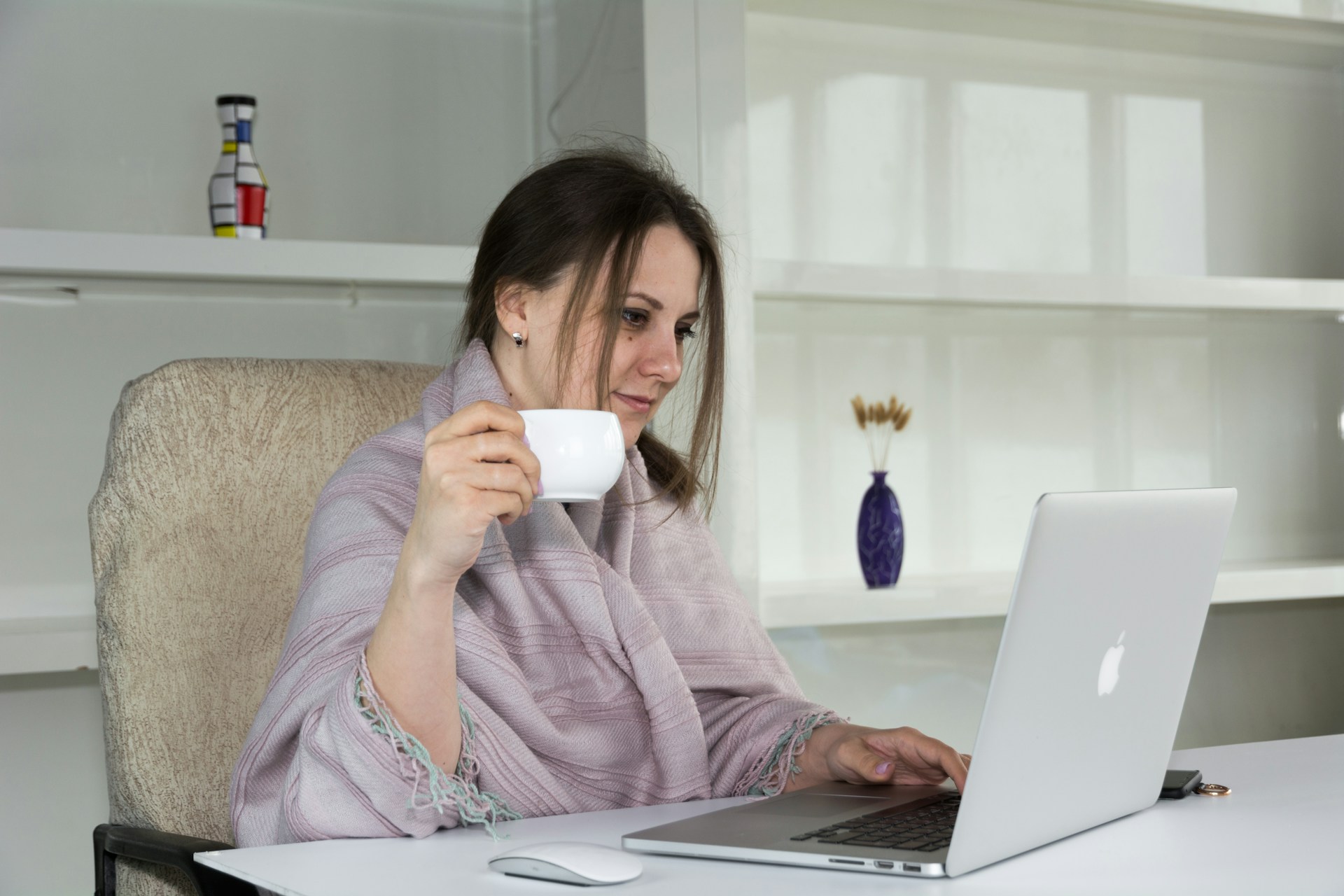 Woman focused and calm at her desk